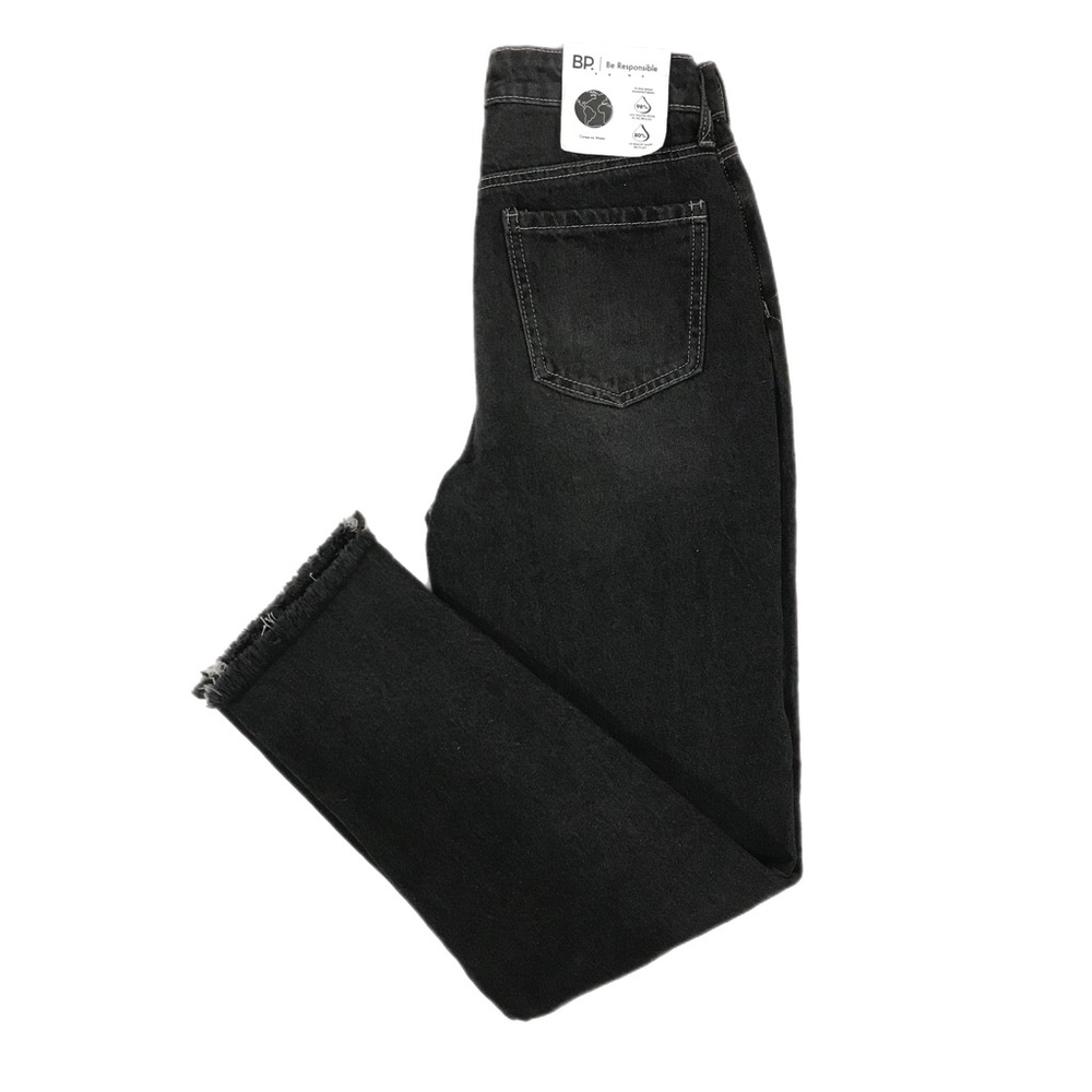BP Ripped High Waist Ankle Mom Jeans In Vintage Black - Picture 2 of 10